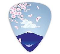 Plettri per chitarra Confezione da 12 Plettri per chitarra universali in ABS, La scena astratta della montagna innevata con fiori di ciliegio per chitarra acustica ed elettrica