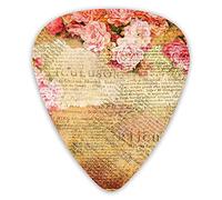 Plettri per chitarra Confezione da 12 Plettri per chitarra universali in ABS, lavoro artistico combinato con rose e vecchie lettere d'amore dal design nostalgico antico per chitarra acustica ed elettr