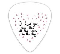 Plettri per chitarra Confezione da 12 Plettri per chitarra universali in ABS, lettere di San Valentino scritte a mano con stelle a forma di cuore per chitarra acustica ed elettrica