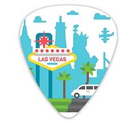 Plettri per chitarra Confezione da 12 Plettri per chitarra universali in ABS, limousine dei cartoni animati e cartello della città con famose sagome architettoniche sullo sfondo per chitarra acustica