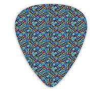 Plettri per chitarra Confezione da 12 Plettri per chitarra universali in ABS, Linee Graffiti Art Labbra e cuori con frecce Scritta d'amore Teen Romanceper Chitarra acustica ed elettrica