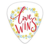 Plettri per chitarra Confezione da 12 Plettri per chitarra universali in ABS, Love Wins Quote Ghirlanda floreale Motivazionale Ispirazione Vita San Valentino per chitarra acustica ed elettrica
