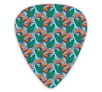 Plettri per chitarra Confezione da 12 Plettri per chitarra universali in ABS, modello con fiori di uccello del paradiso progettati come illustrazione effetto acquerello per chitarra acustica ed elettr