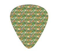 Plettri per chitarra Confezione da 12 Plettri per chitarra universali in ABS, modello continuo con foglie di piante dal fogliame tropicale e fiore di uccello del paradiso, per chitarra acustica ed ele