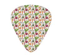Plettri per chitarra Confezione da 12 Plettri per chitarra universali in ABS, modello continuo di illustrazioni di cibo gustoso le dipinto abbozzato, per chitarra acustica ed elettrica