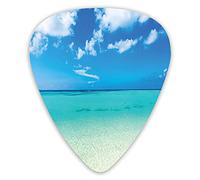 Plettri per chitarra Confezione da 12 Plettri per chitarra universali in ABS, Paradise Ocean Dreamy Sea Vacation Serene Summer Exotic Relax Summer Picture for Acoustic and Electric Guitar