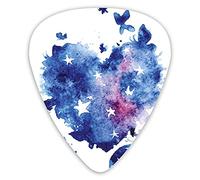 Plettri per chitarra Confezione da 12 Plettri per chitarra universali in ABS, Pennellata Cuore nebuloso con farfalle che volano Buon amore San Valentino Compleanno per chitarra acustica ed elettrica