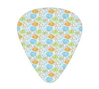 Plettri per chitarra Confezione da 12 Plettri per chitarra universali in ABS, rose colorate stile schizzo con cuori e foglie a tema botanico, per chitarra acustica ed elettrica, verde lime, azzurro ci