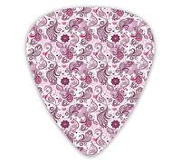 Plettri per chitarra Confezione da 12 Plettri per chitarra universali in ABS, scale, turbinii e cuori nella rappresentazione romantica dellAcon uccelli e fiori per chitarra acustica ed elettri