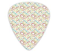 Plettri per chitarra Confezione da 12 Plettri per chitarra universali in ABS, Scribble romantici colorati a forma di cuore Farfalle Design infantile astratto per chitarra acustica ed elettrica