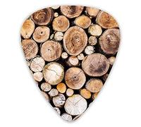 Plettri per chitarra Confezione da 12 Plettri per chitarra universali in ABS, Sfondo di tronchi di legno Tema di vita e crescita dell'albero di quercia a forma circolare per chitarra acustica ed elett