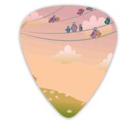 Plettri per chitarra Confezione da 12 Plettri per chitarra universali in ABS, simpatico gatto che guarda gli uccelli seduti su cavi elettrici Fandom Community Art Print Homeper chitarra acustica ed el