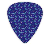 Plettri per chitarra Confezione da 12 Plettri per chitarra universali in ABS, Stelle Crescent Moon Animali notturni poligonali che volano a mezzanotte per chitarra acustica ed elettrica