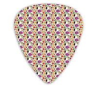 Plettri per chitarra Confezione da 12 Plettri per chitarra universali in ABS, tema colorato dell'agricoltura del raccolto, modello continuo con nomi scritti di cibo per chitarra acustica ed elettrica