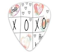 Plettri per chitarra Confezione da 12 Plettri per chitarra universali in ABS, Ti amo Abbracci Baci Spruzzi di acquerelli Icona del cuore Opere d'arte di San Valentino per chitarra acustica ed elettric