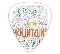 Plettri per chitarra Confezione da 12 Plettri per chitarra universali in ABS, Ti amo sulle montagne e ritorno Citazione Esplorazione del tema di San Valentino all'aperto per chitarra acustica ed elett