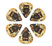 Plettri per chitarra, confezione da 6 pezzi, con stampa con testa di zucca di gufo, plettri per chitarra acustica, violino, ukulele, basso