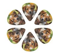 Plettri per chitarra, confezione da 6 pezzi, con stampa cucciolo in un cestino, per chitarra acustica, violino, ukulele, basso