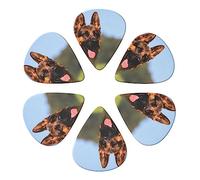 Plettri per chitarra, confezione da 6 pezzi, con stampa di cane pastore, personalizzati per chitarre acustiche, violino, ukulele, basso