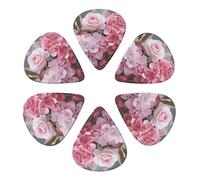 Plettri per chitarra, confezione da 6 pezzi, con stampa di ortensie rosa, personalizzabili, per chitarre acustiche, violino, ukulele, basso