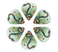 Plettri per chitarra, confezione da 6 pezzi, stampa serpente e fiore, personalizzati per chitarre acustiche, violino, ukulele, basso