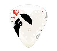 Plettri per chitarra Coppia di sposi innamorati Confezione da 12 Plettri per chitarra universali in ABS, Coppia innamorata Ombrello di San Valentino Cuori Margherite in celebrazione dell'aria, per chi