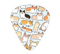 Plettri per chitarra Corgi Pattern Print Ukulele Basso Chitarre acustiche elettriche Sottile Medio Pesante Confezione da 12 (0,46/0,71/0,96 mm)