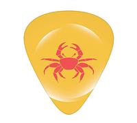 Plettri per chitarra Crabs Confezione da 12 Plettri per chitarra universali in ABS, icona in una bolla astratta su sfondo giallo Tema frutti di mare, per chitarra acustica ed elettrica, Marigold Dark