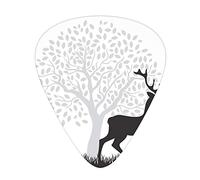 Plettri per chitarra da caccia al cervo, confezione da 12, con scatola sottile, grazioso animale selvatico con corna, motivo a forma di albero, set regalo speciale di plettri per chitarra per chitarri