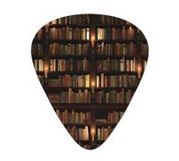 Plettri per chitarra da libreria, con stampa di libri, misura media, 12 pezzi, in celluloide, con custodia per chitarra, basso, ukulele