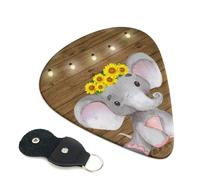 Plettri per chitarra da pavimento in legno con elefante girasole, 6 plettri per chitarra, stampati su entrambi i lati, per chitarra elettrica, basso, ukulele (0,46 mm, 0,71 mm, 0,96 mm)
