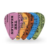 Plettri per chitarra D'Addario Beatles - Plettri per chitarra The Beatles 1964 Tour Ticket Stubs - Confezione da 10, calibro medio, 0,70 mm