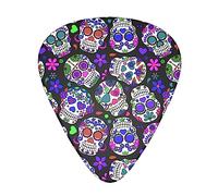 Plettri per chitarra Day Of The Dead Purple Sugar Skulls Pack Celluloid 12 Pz Plettri per regalo Chitarra acustica, basso e chitarra elettrica (sottile/medio/pesante)