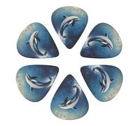 Plettri per chitarra Dolphin Blue Sea Animal, confezione da 6, sottili, medi e pesanti, per chitarra acustica, elettrica, ukulele, basso, 0,96 mm