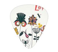 Plettri per chitarra Dragonfly Funky Confezione da 12 Plettri universali per chitarra in ABS, Funky in evidenza Diversi tipi di motivi floreali Amore Madre Terra a tema bohémien, per chitarra acustica