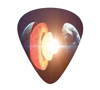 Plettri per chitarra Earth Core Confezione da 12 Plettri per chitarra universali in ABS, struttura del nucleo della terra che brucia magma geomagnetico tettonico diviso, per chitarra acustica ed elett