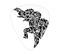 Plettri per Chitarra Elefante Confezione da 12 Plettri per Chitarra Universali in ABS, Ornamentali Floreali Etnici Afn Simbolismo degli Animali Sacri Mammifero Arte del Tatuaggio, per Chitarra Acustic