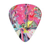 Plettri per chitarra Fine Art Confezione da 12 Plettri per chitarra universali in ABS, Funky Digital Paint Streets Sketch Style Alberi insoliti Grunge Outside Urban Design, per chitarra acustica ed el