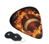 Plettri per chitarra Flaming Football americano, 6 pezzi, stampa fronte/retro, adatti per chitarre acustiche, elettriche e bassi, inclusi 0,46 mm, 0,71 mm, 0,96 mm