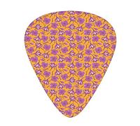 Plettri per chitarra floreali Crocus Confezione da 12 Plettri per chitarra universali in ABS, fiori di croco continui Illustrazione floreale disegnata a mano, per chitarra acustica ed elettrica, Aranc