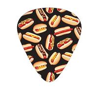 Plettri per chitarra Fun Food Hot Dog Stampa Ukulele Basso Chitarre acustiche elettriche Sottile Medio Pesante Confezione da 12 (0,46/0,71/0,96 mm)