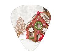 Plettri per chitarra Gingerbread House Print Ukulele Basso Chitarre acustiche elettriche Sottile Medio Pesante Confezione da 12 (0,46/0,71/0,96 mm)