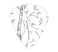 Plettri per chitarra Grigio Woods And Birds Stampa Ukulele Basso Chitarre acustiche elettriche Sottile Medio Pesante Confezione da 12 (0,46/0,71/0,96 mm)