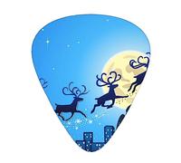 Plettri per chitarra Happy Christmas Reindeer Print Ukulele Basso Chitarre acustiche elettriche Sottile Medio Pesante Confezione da 12 (0,46/0,71/0,96 mm)