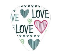 Plettri per chitarra Hearts Love Green Pink, confezione da 12, per basso, chitarra acustica, elettrica, per gli amanti della musica.