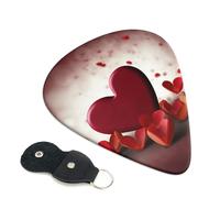 Plettri per chitarra Hearts with Love, 6 pezzi, spessore 0,46 mm, in celluloide con supporto in pelle, plettro personalizzato per basso, chitarra elettrica, acustica, regalo per gli amanti
