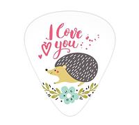 Plettri per chitarra Hedgehog Confezione da 12 Plettri per chitarra universali in ABS, schizzi di inchiostro con citazione "Ti amo" e ghirlanda floreale con fiore del nontiscordardime, per chitarra ac