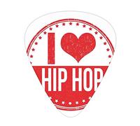 Plettri per Chitarra Hip Hop Confezione da 12 Plettri per Chitarra Universali in ABS, Amo la Frase Hip Hop su Uno Sfondo Grungy Circolare con Stella, per Chitarra Acustica ed Elettrica, Bianco e Vermi