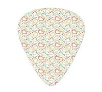 Plettri per chitarra I Love You con figure di cuore Confezione da 12 Plettri per chitarra universali in ABS, Figure di cuore romantiche colorate Farfalle Design infantile astratto, per chitarra acusti