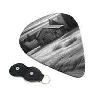 Plettri per chitarra in bianco e nero fienile, 6 pezzi, spessore 0,46 mm, plettri in celluloide con supporto in pelle, plettro personalizzato per basso, chitarra elettrica, acustica, regalo per gli